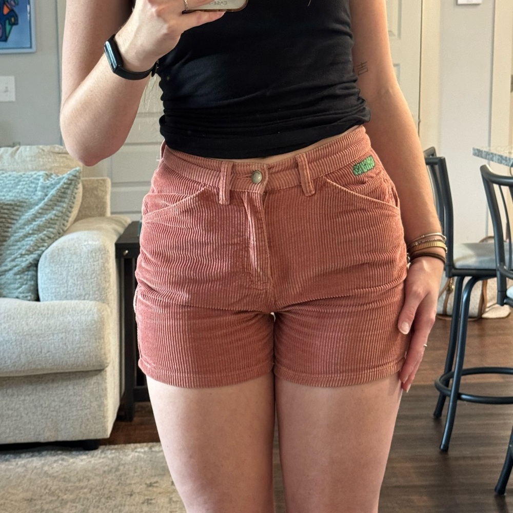 Zumiez High Waist Corduroy Shorts in Rust